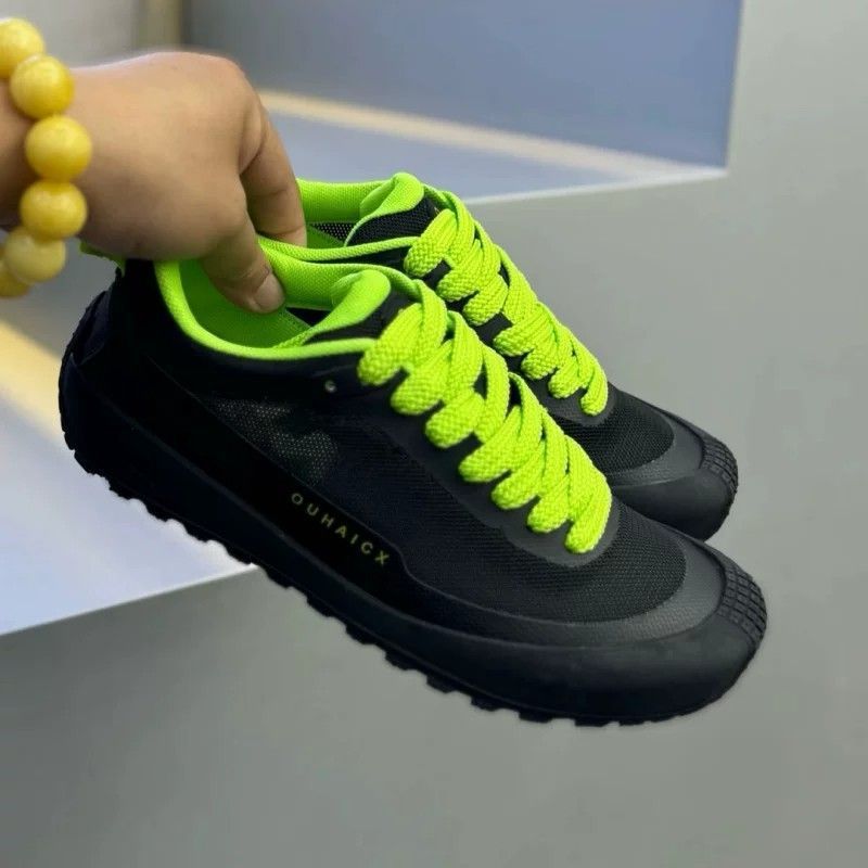 Baskets basses antidérapantes  - Knit Fabric Lace Up Sneakers avis et prix